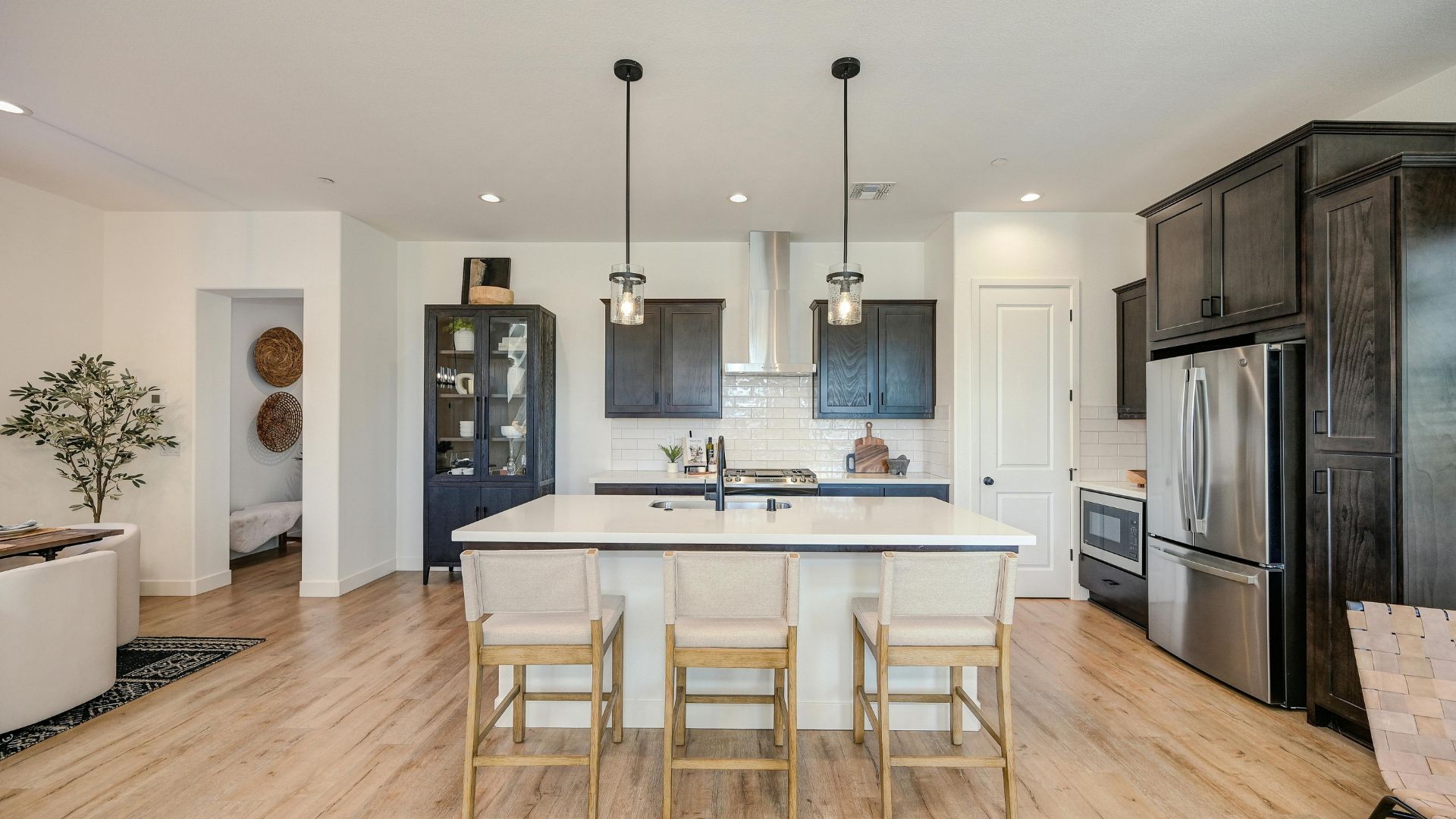 Luxury kitchen island remodel with waterfall edge and seating
